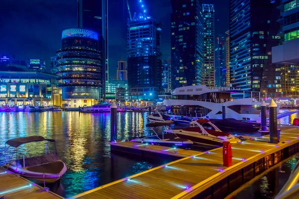 Panorama Modern City Night Dubai — Stock Photo, Image