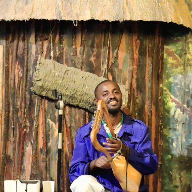 Musician plays 6 stirng Krar-lyre. Addis Ababa-Ethiopia. 0539 clipart