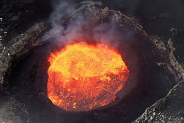 Bubbling burning lava lake inside Mount Marum. Ambrym island-Vanuatu. 5928 clipart