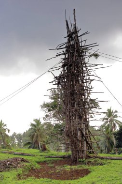 Wooden tower for nanggol-land diving jumping. Panngi village-Pentecost island-Vanuatu. 6261 clipart
