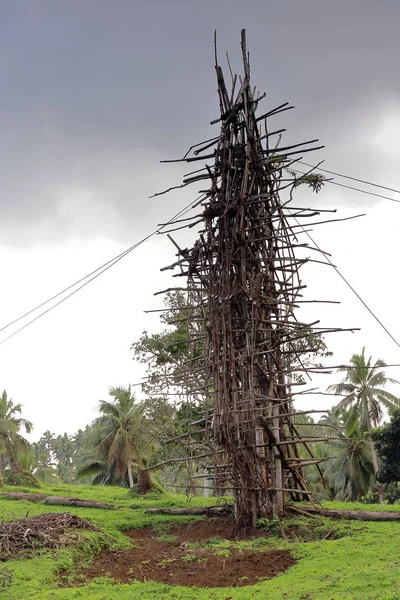 Деревянная башня для прыжков с трамплина. Деревня Панги - остров Пентека - Вануату. 6261 Лицензионные Стоковые Изображения