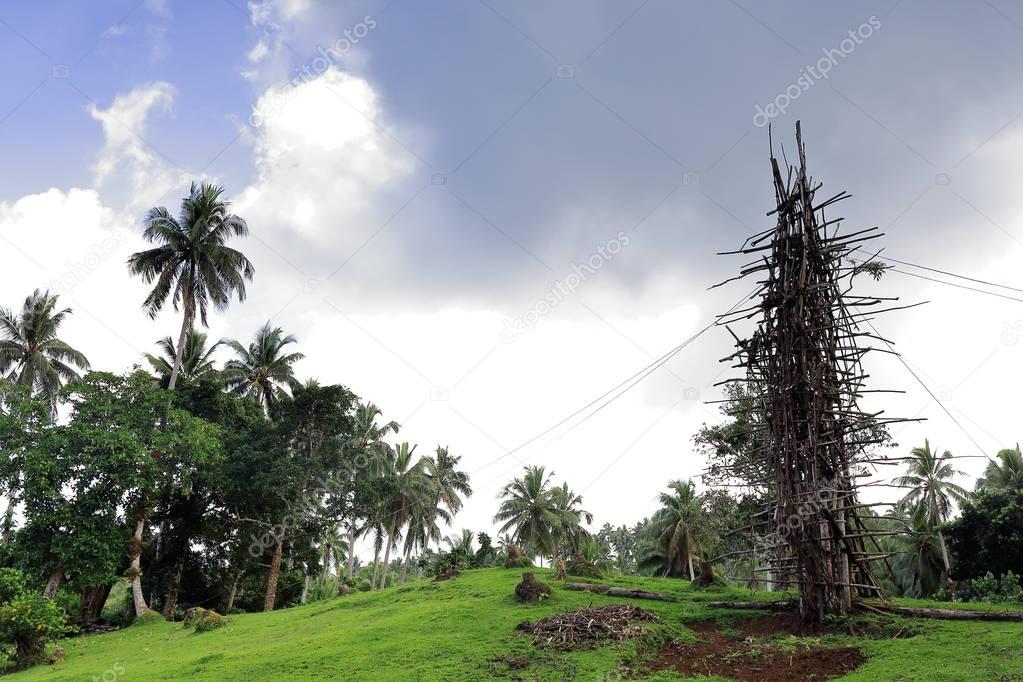 Wooden tower for nanggol-land diving jumping. Panngi village-Pentecost island-Vanuatu. 6263