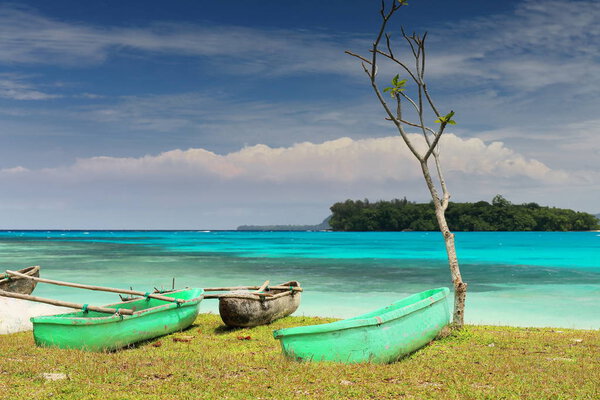 Dugout rowboats stranded-Port Olry beach. Espiritu Santo island