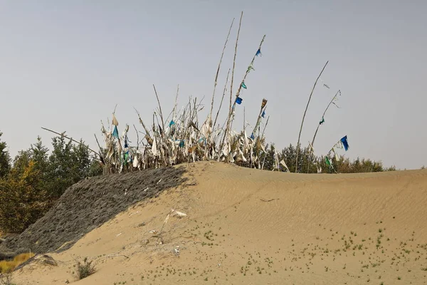 Votive Flags Burial Mounds Sufi Mystic Imam Asim Mazar Masoleum — Stock Photo, Image