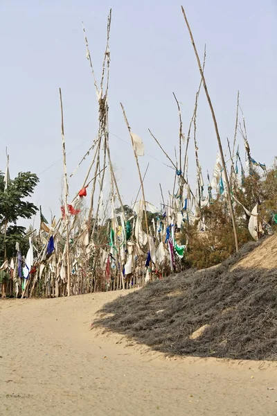 Votive Flags Burial Mounds Mark Sufi Mystic Imam Asim Mazar — Stock Photo, Image