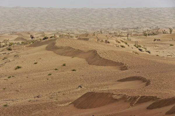 Las Dunas Arena Movimiento Cubren Superficie Del Desierto Taklamakan Formando — Foto de Stock