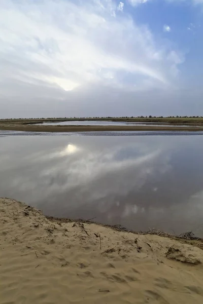 Keriya River Flowing Taklamakan Desert Xinjiang Uyghur Region China 0332 — Stock Photo, Image