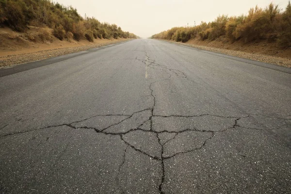 Taqie Autostrada Ramo Lunmin Hwy Tratto Tarim Desert Hwy Attraversa — Foto Stock