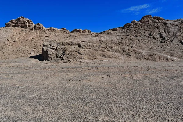 Seřízení Aerodynamických Půdních Forem Protáhlých Yardangy Vytesaných Tektonicky Složených Sedimentárních — Stock fotografie