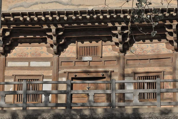 Holzveranda Der Höhle 427 Mogao Buddhistischen Höhlen Provinz Dunhuang Gansu — Stockfoto