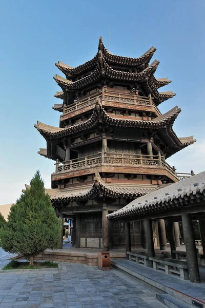 Upturned Eaves Tiered Chinese Pagoda Other Pavilions Mingyue Temple Built — Stock Photo, Image