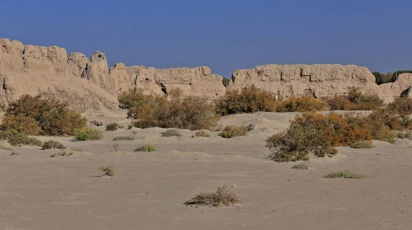 Rammed earth walls-ruins of ancient Pochengzi watchtower fortress-part of the Han era frontier defenses-border post on the western limits of the Chinese empire. Anxi Guazhou county-Gansu prov.-China.