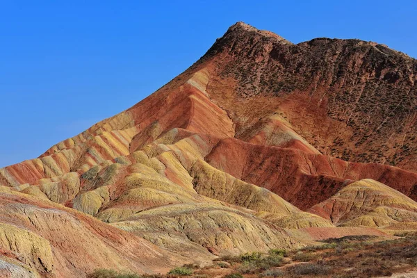 Zhangye Danxia Red Cloud Nnal Geológiai Park Úgynevezett Szivárvány Hegység — Stock Fotó