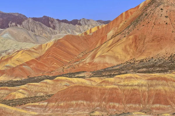 Spectaculaire Kleurrijke Roestige Zandsteen Siltstone Landvormen Van Zhangye Danxia Red — Stockfoto
