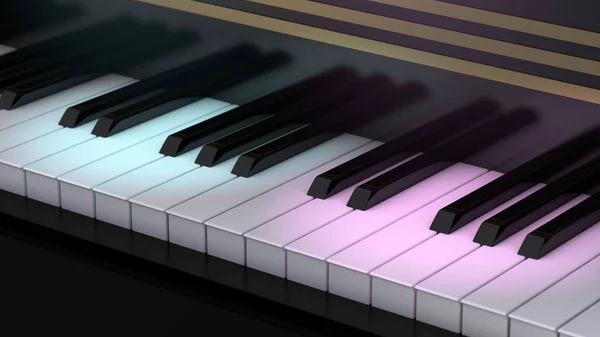 Clavier pour piano en couleurs fluo. Discothèque ou spectacle de musique cocktail — Photo