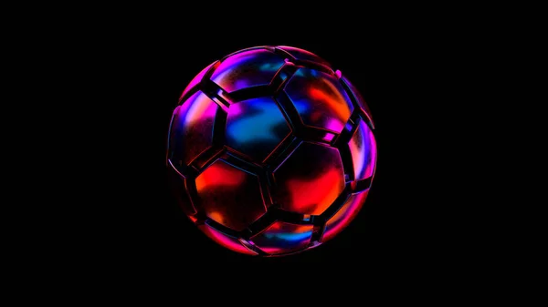 Научно Фантастический Футбольный Мяч Футуристических Кибер Цветах Рендеринг — стоковое фото
