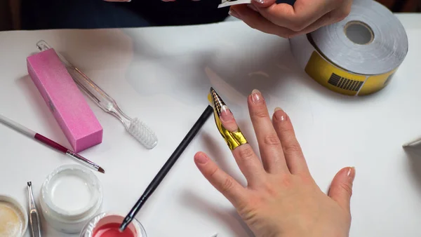 Proceso Manicura Profesional Salón Belleza —  Fotos de Stock