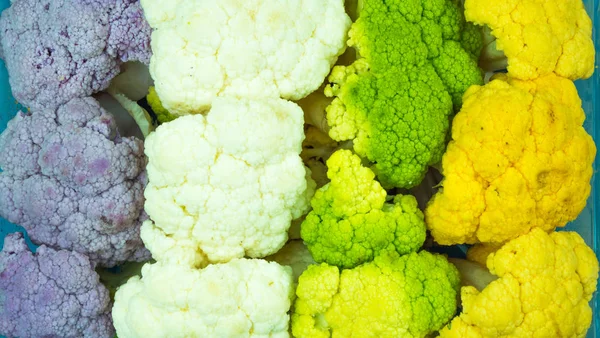 Cauliflowers Colorido Diferente Close — Fotografia de Stock