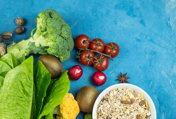 Cocina Verduras Orgánicas Frescas Coloridas Capturadas Desde Arriba Vista Superior — Foto de Stock