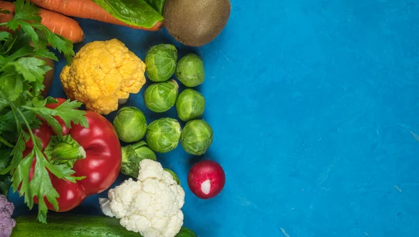 Cocina Verduras Orgánicas Frescas Coloridas Capturadas Desde Arriba Vista Superior — Foto de Stock