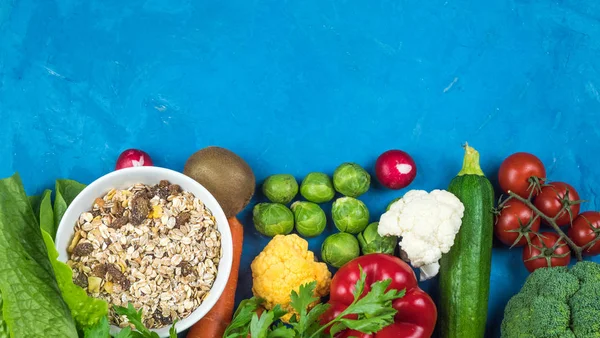 Cocina Verduras Orgánicas Frescas Coloridas Capturadas Desde Arriba Vista Superior — Foto de Stock