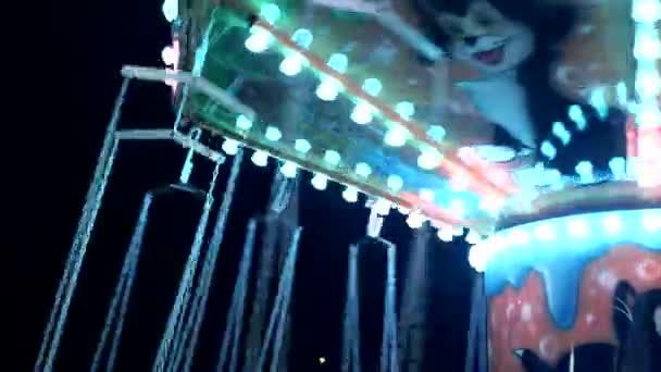 Circus Carousel Spins Night — Stock Video