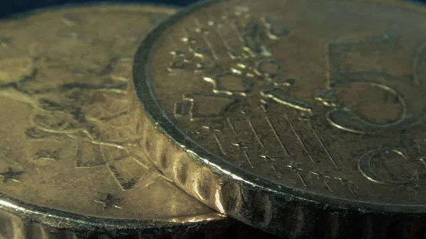 Євро Монети Супер Крупного Плану Притулок Dof Частина Євро Металевому — стокове фото