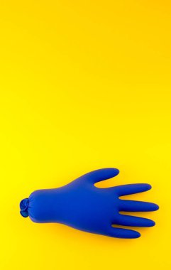 Son moda arka planda eldivenli el. Temizleyici Eller Konsepti.