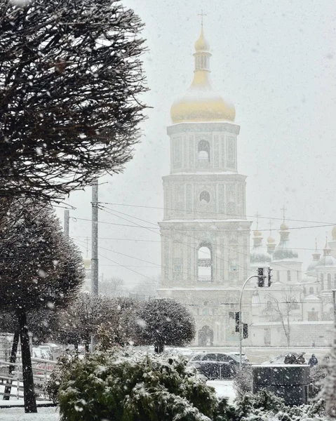 Saint Sophia Cathedral in winter in Kiev