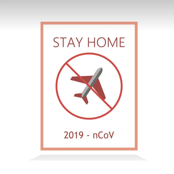 Resta Casa Segnale Stop Banner Nuovo 2019 Coco Coronavirus Wuhan — Vettoriale Stock