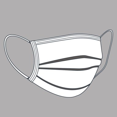 Tıbbi maske N95. Simgesel koruyucu solunum maskesi. COVID-19 koruması. Enfeksiyon, virüs, koronavirüs ve grip bulaşmasını önlemek için yöntemler. Koruyucu solunum maskesi. Düz tasarım vektörü