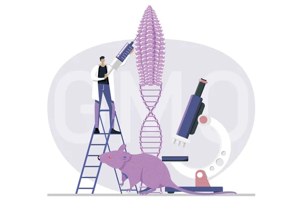 Генетична Інженерія Генетично Модифіковані Продукти Продукти Харчові Добавки Концепція Генетично — стоковий вектор