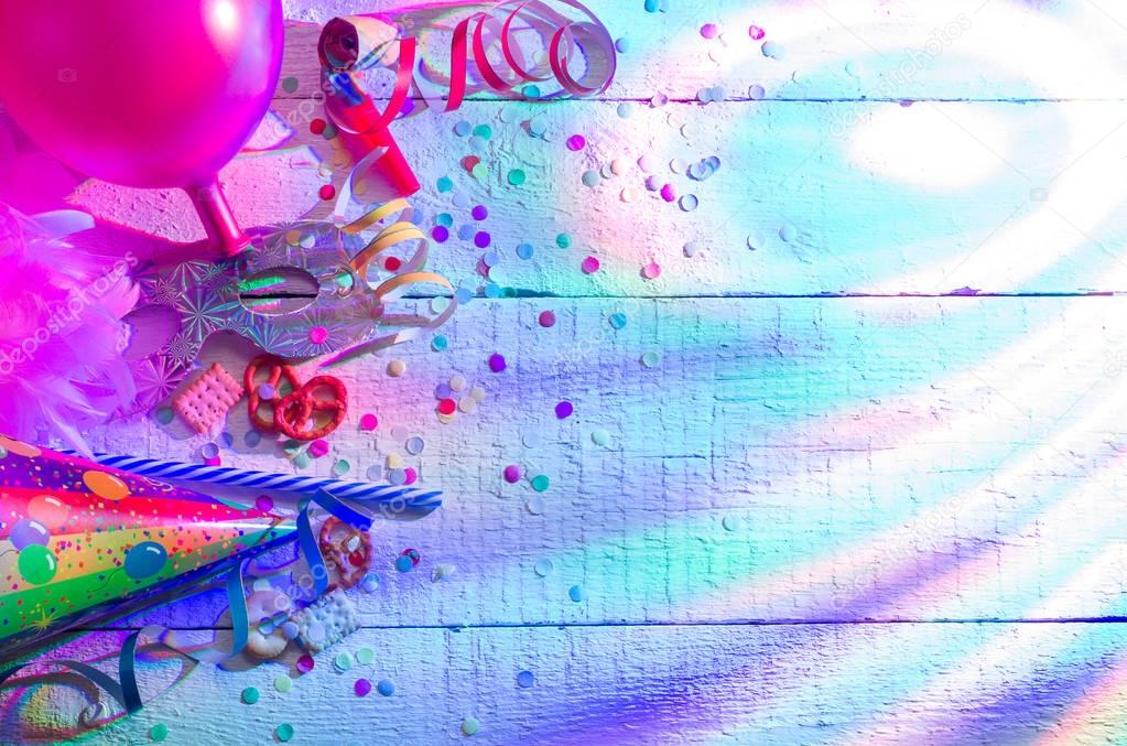 Carnival birthday party background concept with abstract lights