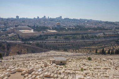 Jerusalem eski şehir ve mezarlık İsrail panorama