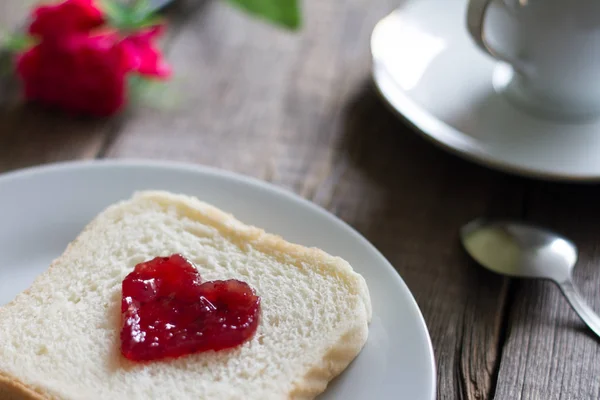 Desayuno Con Forma Corazón Mermelada Pan Comida Concepto Abstracto Naturaleza —  Fotos de Stock