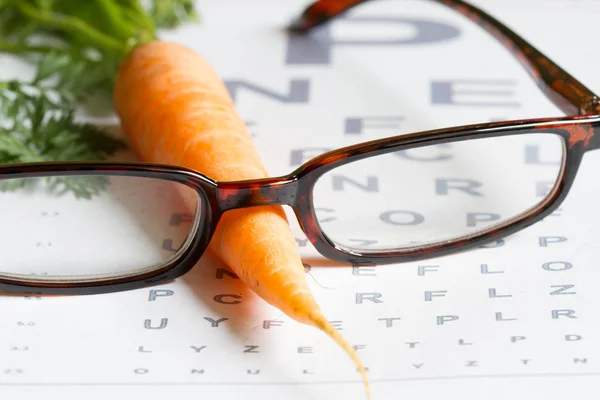 Mrkev Vitamín Oční Test Chart Zdraví Zdravotnické Koncepce — Stock fotografie