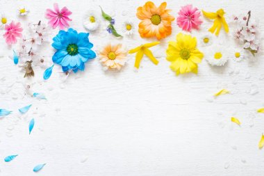 Bahar yaz çiçek ahşap retro plakalar çiçek arka plan üzerinde