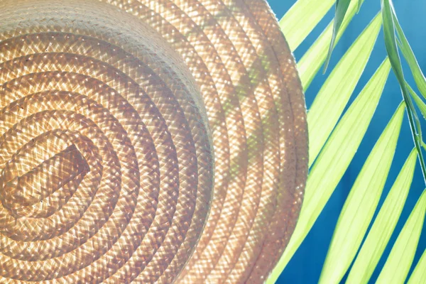 Sombrero Solar Palma Abstracta Fondo Verano — Foto de Stock