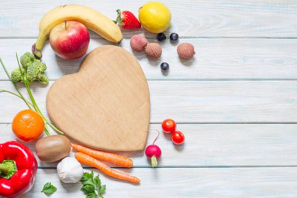健康的生活方式概念饮食和以水果蔬菜为核心的营养抽象背景 — 图库照片