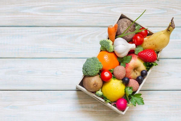Υγιεινός Τρόπος Ζωής Έννοια Διατροφή Και Διατροφή Φρούτα Και Λαχανικά — Φωτογραφία Αρχείου