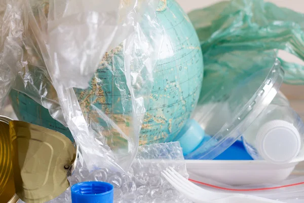 Concept World Environment Day Globe Plastic Bag — Stock Photo, Image