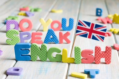 İngiliz bayrağı soyut arka plan konsepti ile İngilizce öğrenme ve öğretme
