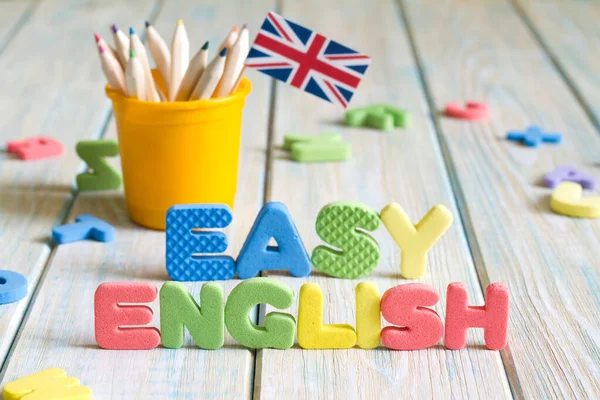 Μαθαίνοντας Μιλώντας Και Διδάσκοντας Αγγλικά Βρετανική Σημαία Αφηρημένο Φόντο — Φωτογραφία Αρχείου