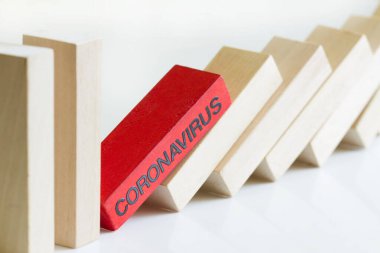 Coronavirus domino etkisi enfeksiyon ve ekonomik iş felaketi kavramı