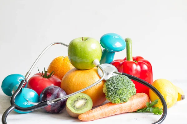 Dieta Saudável Conceito Imunidade Desportiva Com Alimentos Frescos — Fotografia de Stock