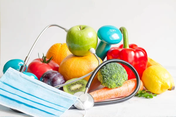 Gesunde Ernährung Und Sportimmunitätskonzept Mit Frischen Lebensmitteln — Stockfoto