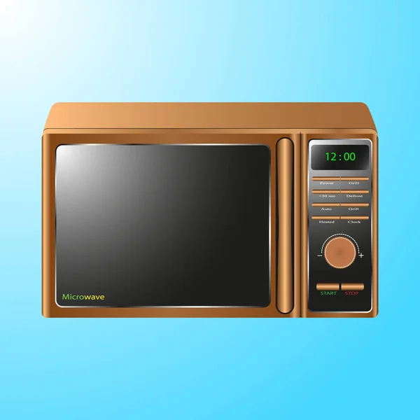 Realistic Microwave isolated on blue background, Appliances — Stock Vector