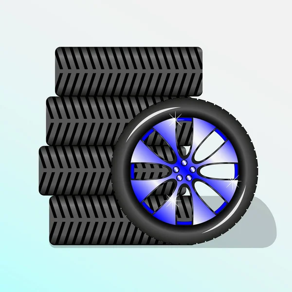Cinq roues pour voiture — Image vectorielle