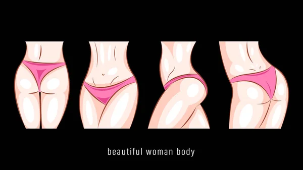 Schöner Frauenkörper in verschiedenen Posen — Stockvektor