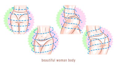 Farklı pozlardaki güzel kadın vücudu.